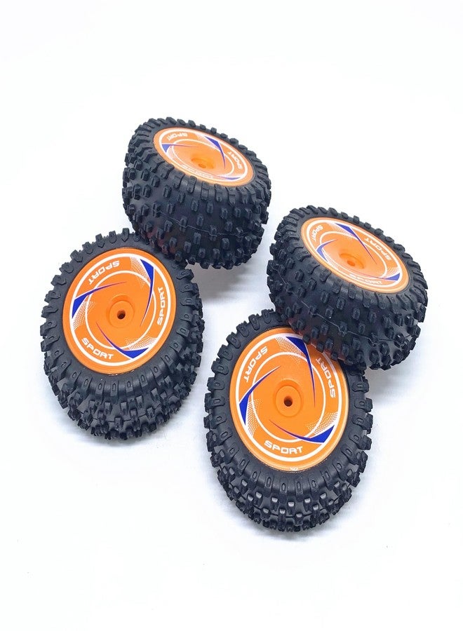 KingVal Replacement Front and Rear Wheel Tire Combo RC Spare Parts Compatible with WLtoys 124010 RC Car (Orange) - Image 2